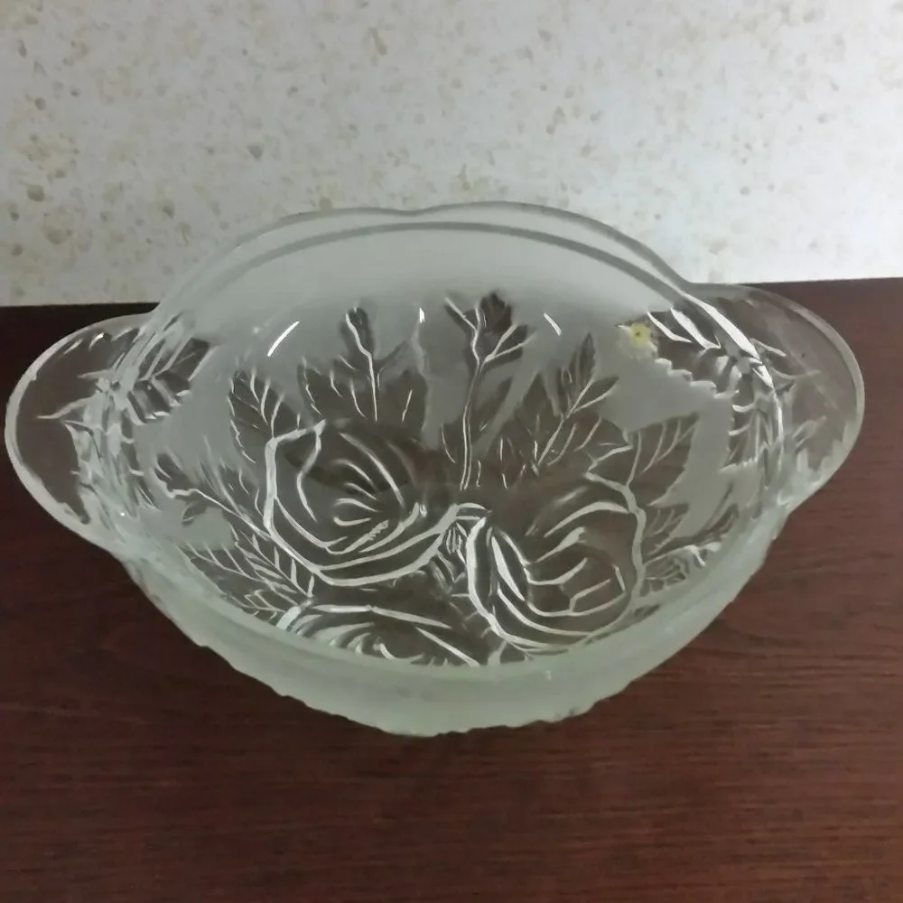 Vintage frosted crystal vase
